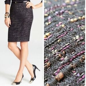 ANN TAYLOR Lux Purple Marled Tweed Pencil Skirt 8P